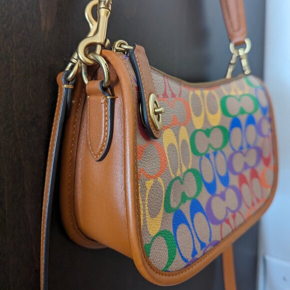 Coach Pride Signature Swinger Women's Small Crossbody/Shoulder Bag Tan Hazelnut - Picture 1 of 5